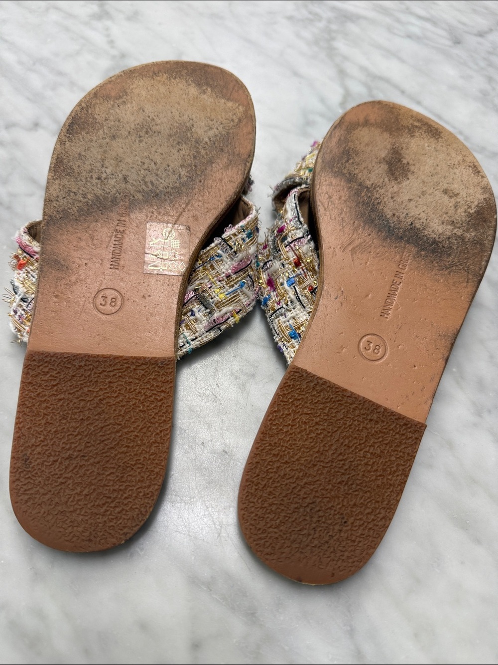 Ancient Greek Sandals Colorful Tweed Slip On Sandal Size 38 - Picture 5 of 6
